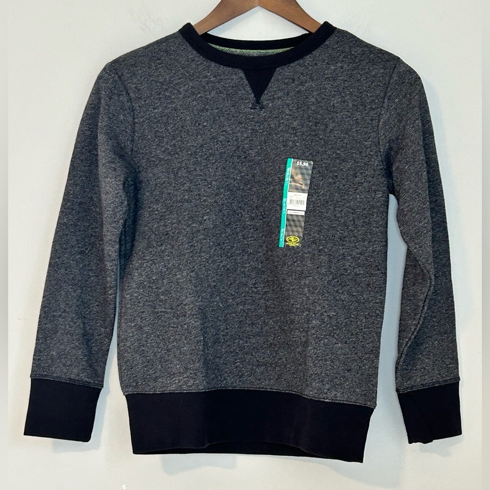 NWT Athletic Works Boys Gray Fleece Crewneck Sweatshirt Size Large 10-12 NWT